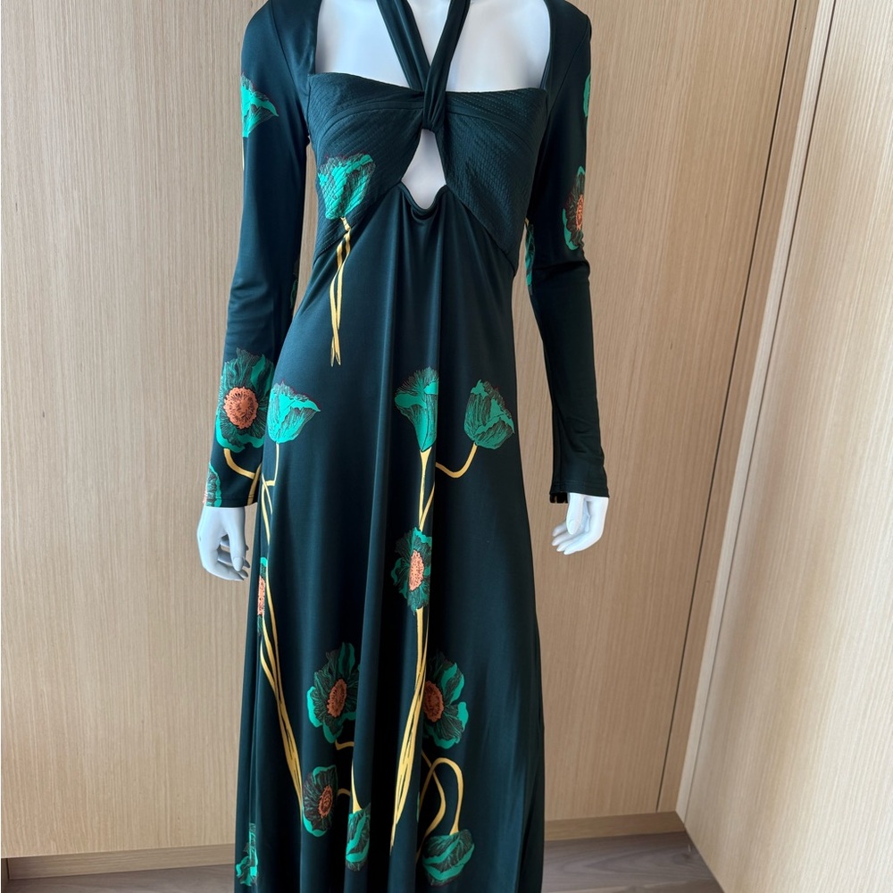 Johanna Ortiz yellowand Green Floral Midi Dress Paisaje Lejano